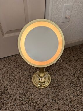 Gold LED Lighted Tabletop Adjustable Vanity Mirror - Warm White
